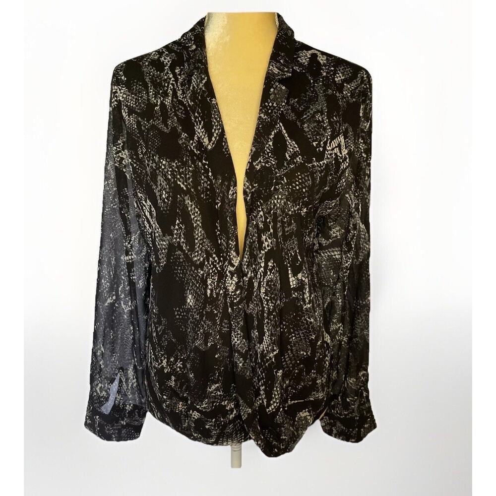 1. State Snake Print Long Sleeve Sheer Top Size XL